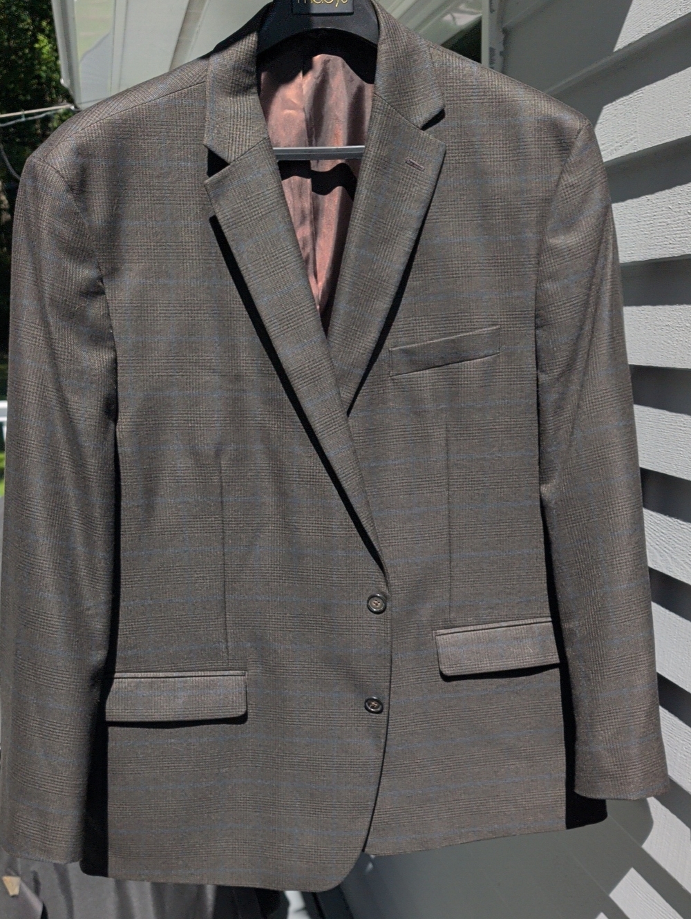 Men's Plaid Two-Button Blazer - Brown